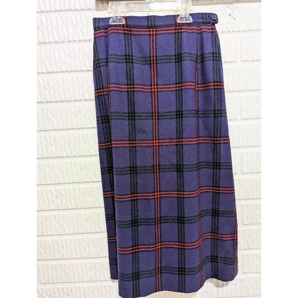 Pendleton Vintage Women's Purple and Red Plaid Straight Skirt Size 3-4 - Picture 1 of 4